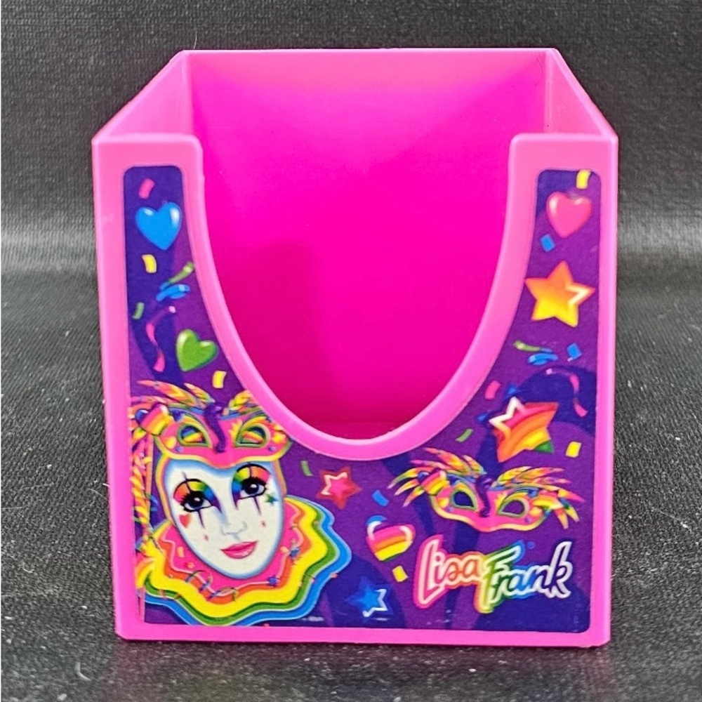 Vintage Rare 1990s Lisa Frank Pink Clown Mask Stationery Memo Cube